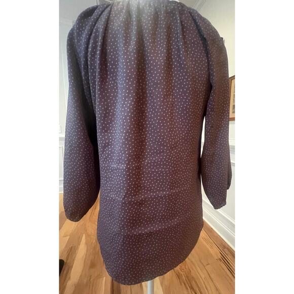 Loft Tie Neck Polka Dot 3/4 Sleeve Blouse - Small - Picture 6 of 7